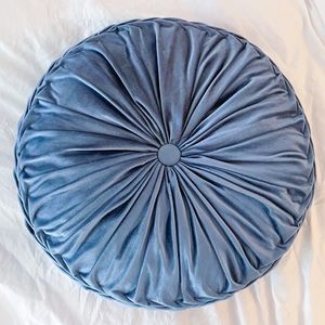 Velvet Round Pleated Throw Pillow - Light Blue